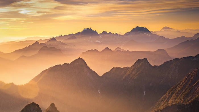 Mountains at sunset, 4K