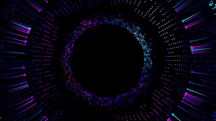 Abstract digital art with glowing particles and lines