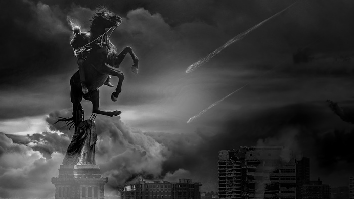 The Four Horsemen of the Apocalypse on Statue of Liberty
