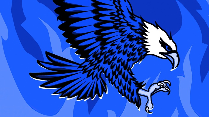 Digital art of a blue eagle in flight