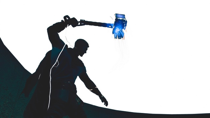 Thor from Marvels Avengers with a blue hammer
