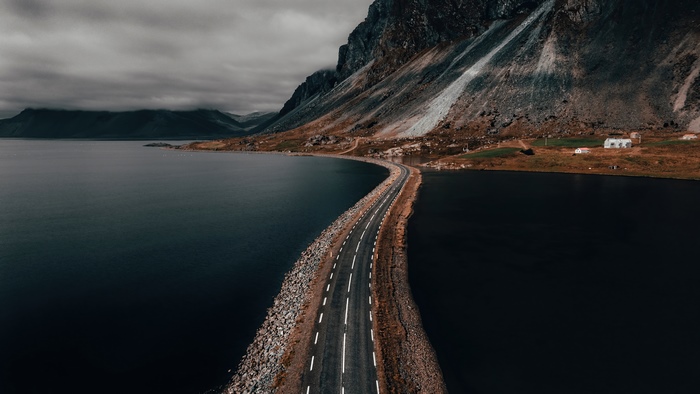 Road through water in Norway