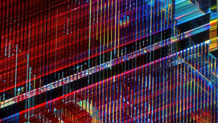 Abstract digital art with red and blue lines