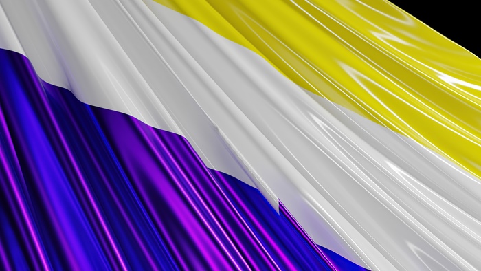 Abstract digital art with purple, white, and yellow stripes