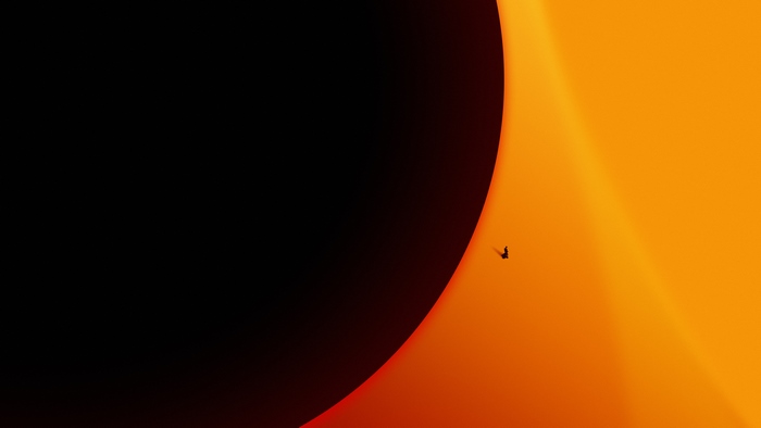 Minimalist artwork of a figure on a curved surface