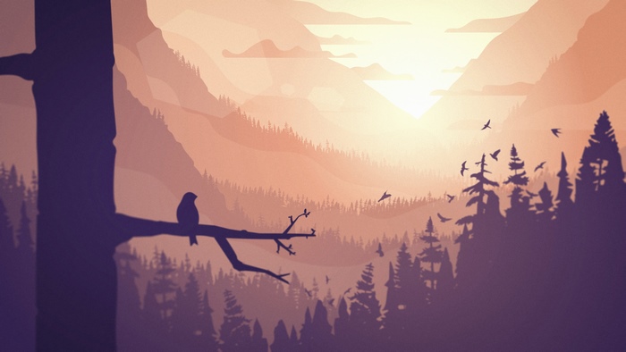 Minimalist Artwork of a Bird on a Branch at Sunset