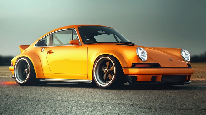 Orange Porsche Singer Classic Sports Car