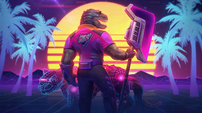 Tyrant from Smite holding a keyboard weapon