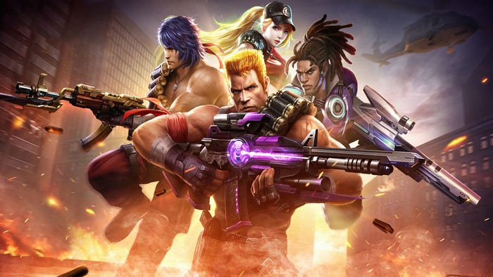 Contra Returns characters with guns in city