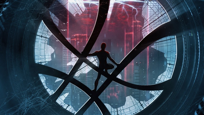 Spider-Man through Doctor Strange's portal