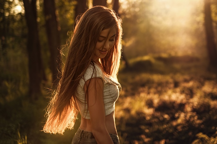 Portrait of a Girl with Long Hair in