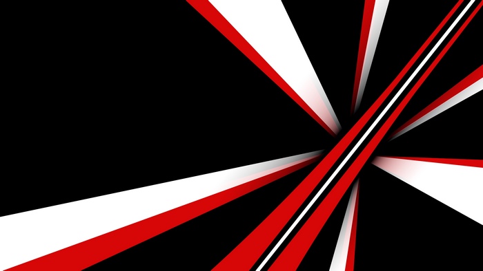 Abstract minimalist digital art with red and white lines on black