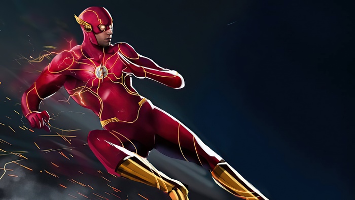 The Flash running with lightning effects