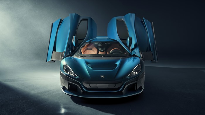 Rimac Nevera electric car with doors open