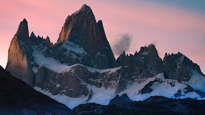 Fitz Roy Mountains in Patagonia at Sunrise 4K