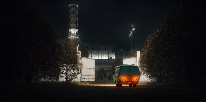 Scooby-Doo van at Chernobyl
