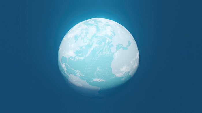 Minimalist digital art of planet Earth