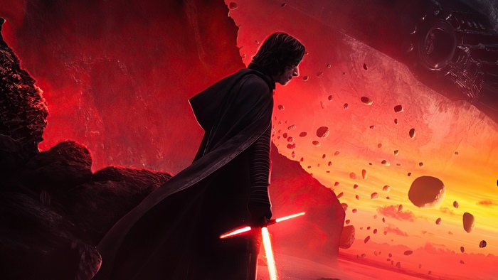 Kylo Ren from Star Wars with a lightsaber