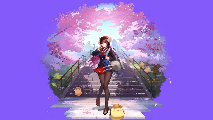 Azur Lane anime girl with ram horns and glasses