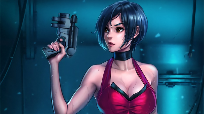 Ada Wong from Resident Evil 2 holding a gun
