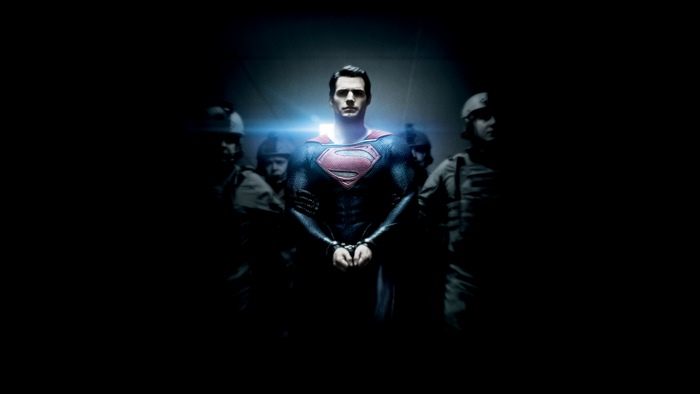 Superman from Man of Steel in handcuffs