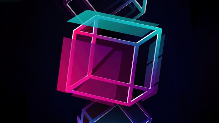 Abstract digital art of glowing cubes