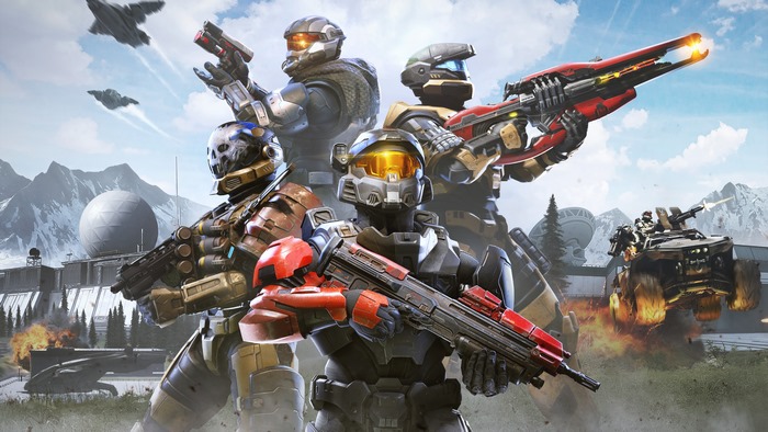 Halo Infinite Spartans with weapons and vehicles