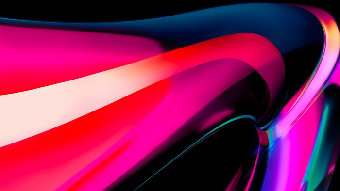 Abstract colorful flowing shapes on black background