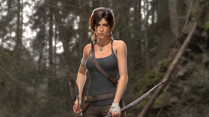 Lara Croft from Tomb Raider with bow and arrows
