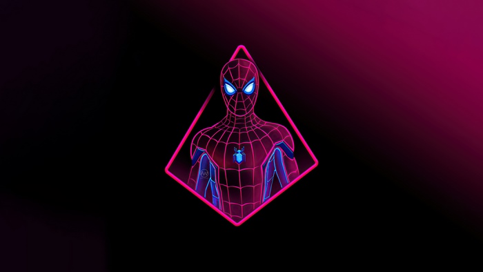 Spiderman in Neon Geometric Frame