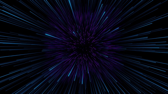 Abstract digital art with blue and purple light streaks