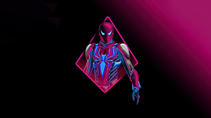 Spider-Man in a futuristic suit with neon accents