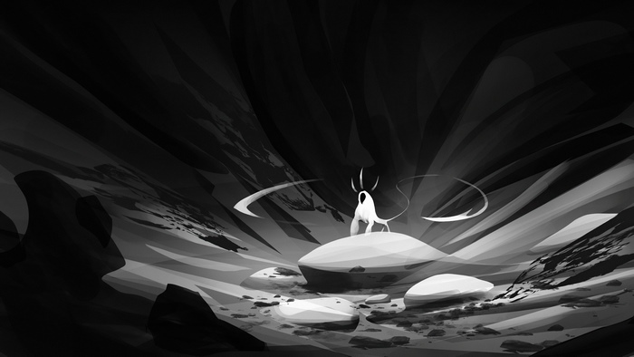 Digital art of a creature in a rocky landscape