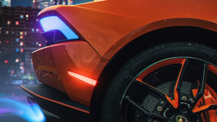Orange Lamborghini car rear detail 4K