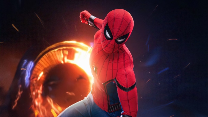 Spider-Man in front of a portal
