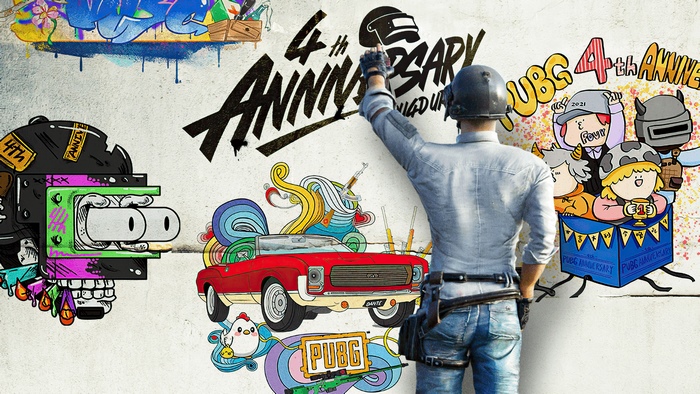 PUBG 4th Anniversary Graffiti Art with Player