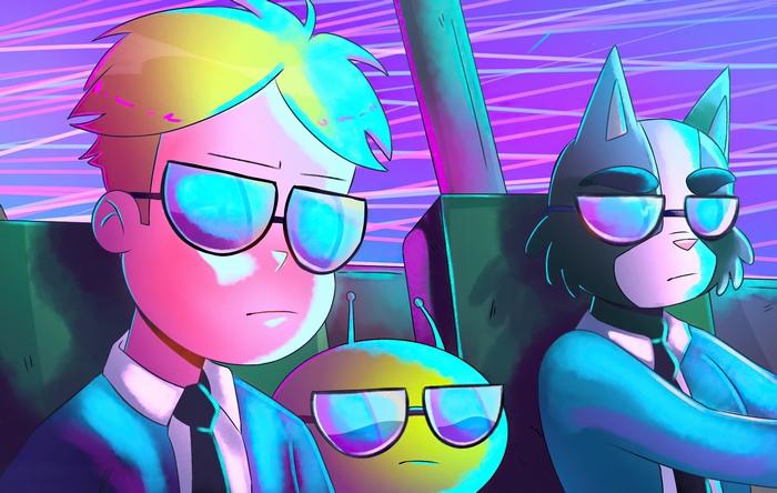 Final Space characters in a vehicle