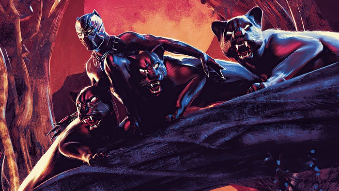 Black Panther with Panthers in Forest