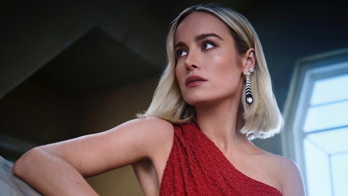 Brie Larson in a red dress photoshoot 4K