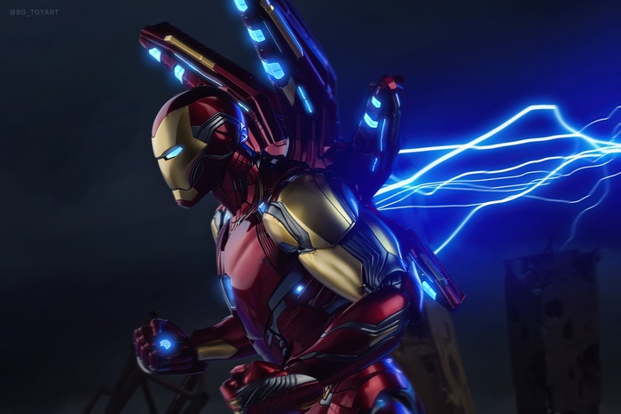 Iron Man in Advanced Armor with Energy Effects