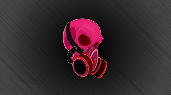 Pink skull with gas mask, minimalist digital art