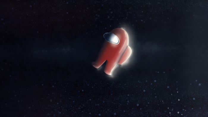Red Among Us character floating in space
