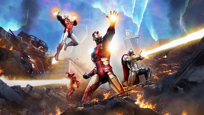 Iron Man and allies in a battle