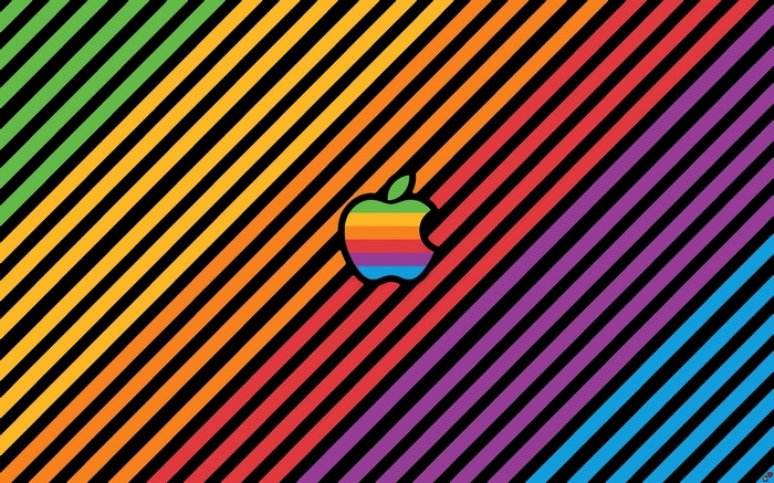 Apple logo with rainbow stripes wallpaper