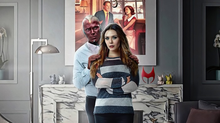 Wanda Vision poster with Scarlet Witch and Vision