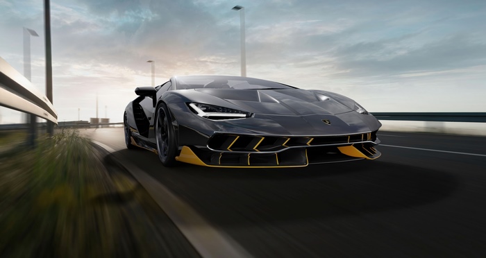 Lamborghini Centenario driving on a highway