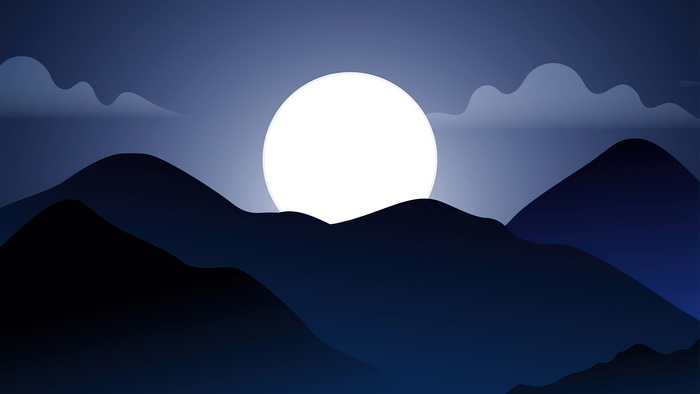 Digital art of a moonlit mountain landscape