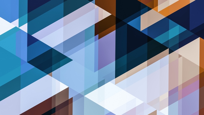 Abstract geometric shapes with blue, orange, and red colors