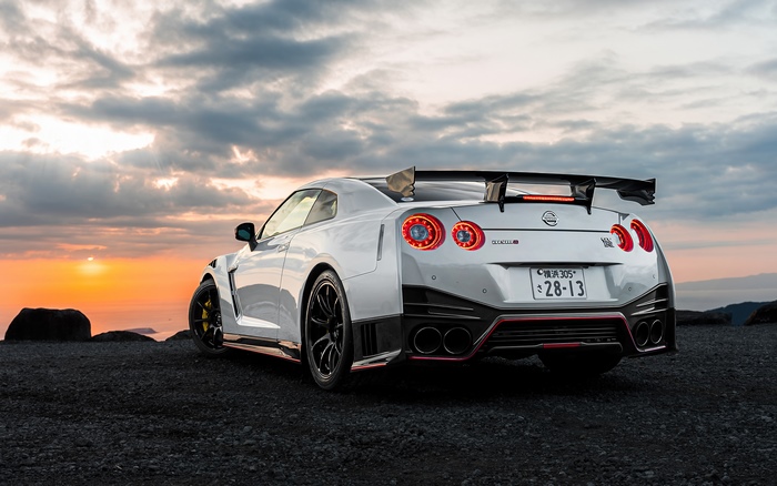 White Nissan GT-R Nismo at Sunset