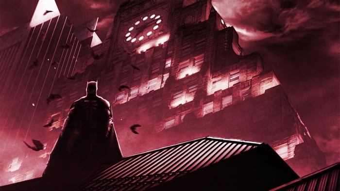Batman Silhouette in Gotham City Art